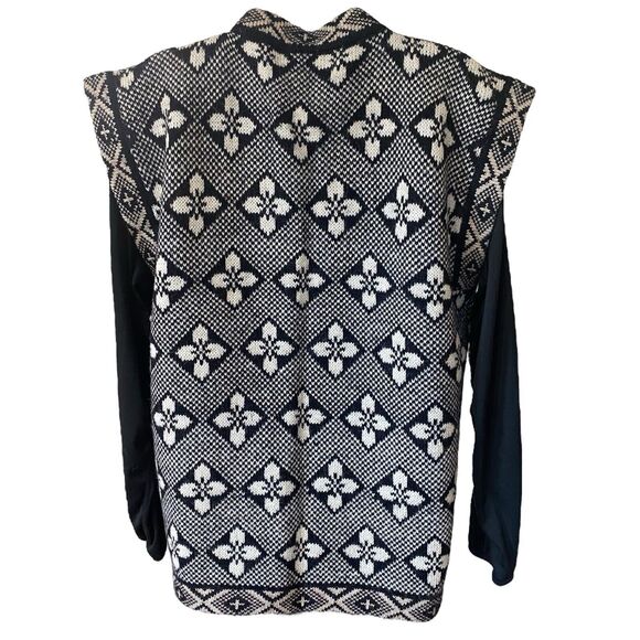 Vintage Alpaca Line Sweater Vest Open Front Black Off White Womens Peru ?SIZE - Picture 3 of 10